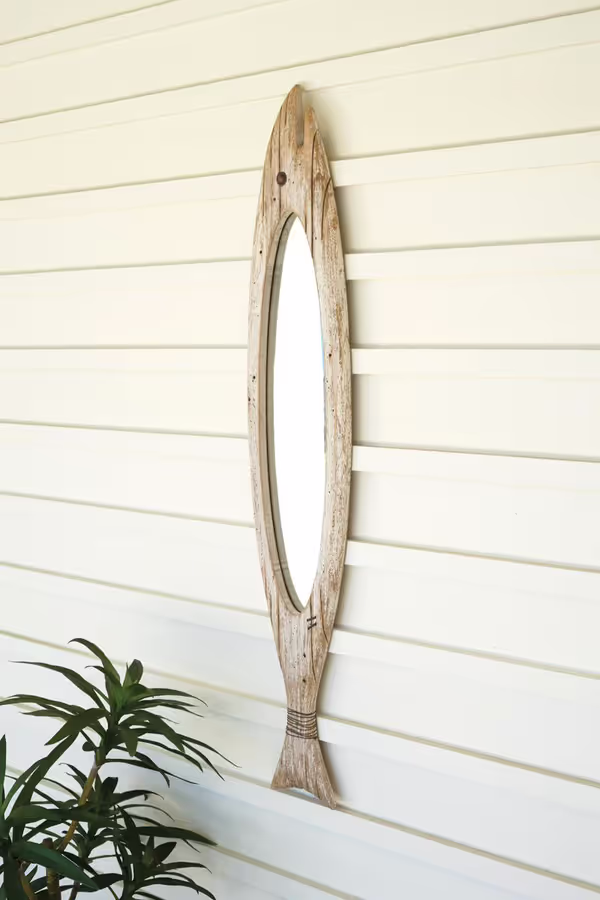 Carved Wooden Fish Mirror