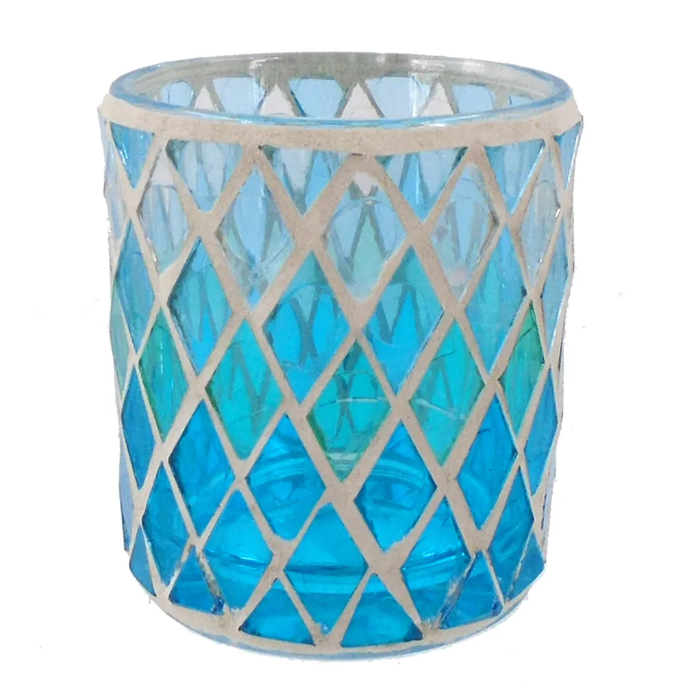 3" BLUE/WHITE CANDLECUP