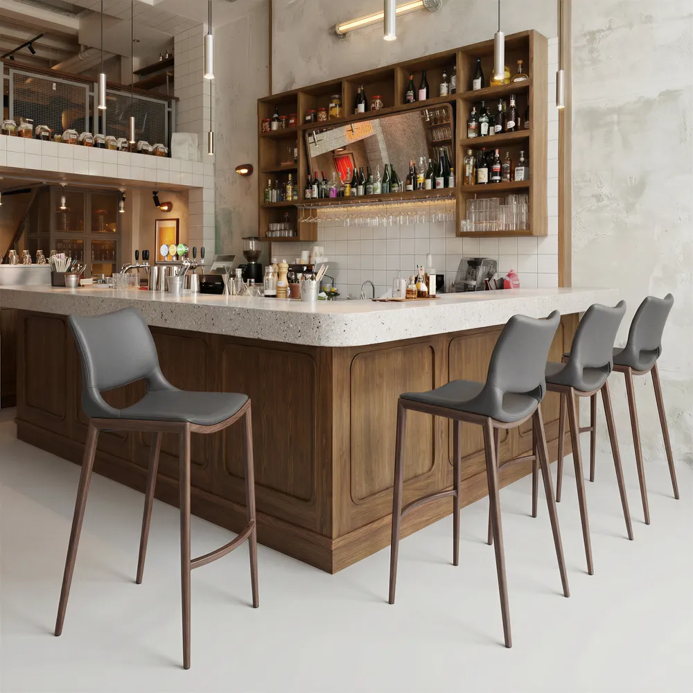 Ace Barstool Dark Gray & Walnut