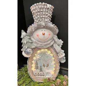 Lighted Resin Sparkle Snowman 12x6x22in 1