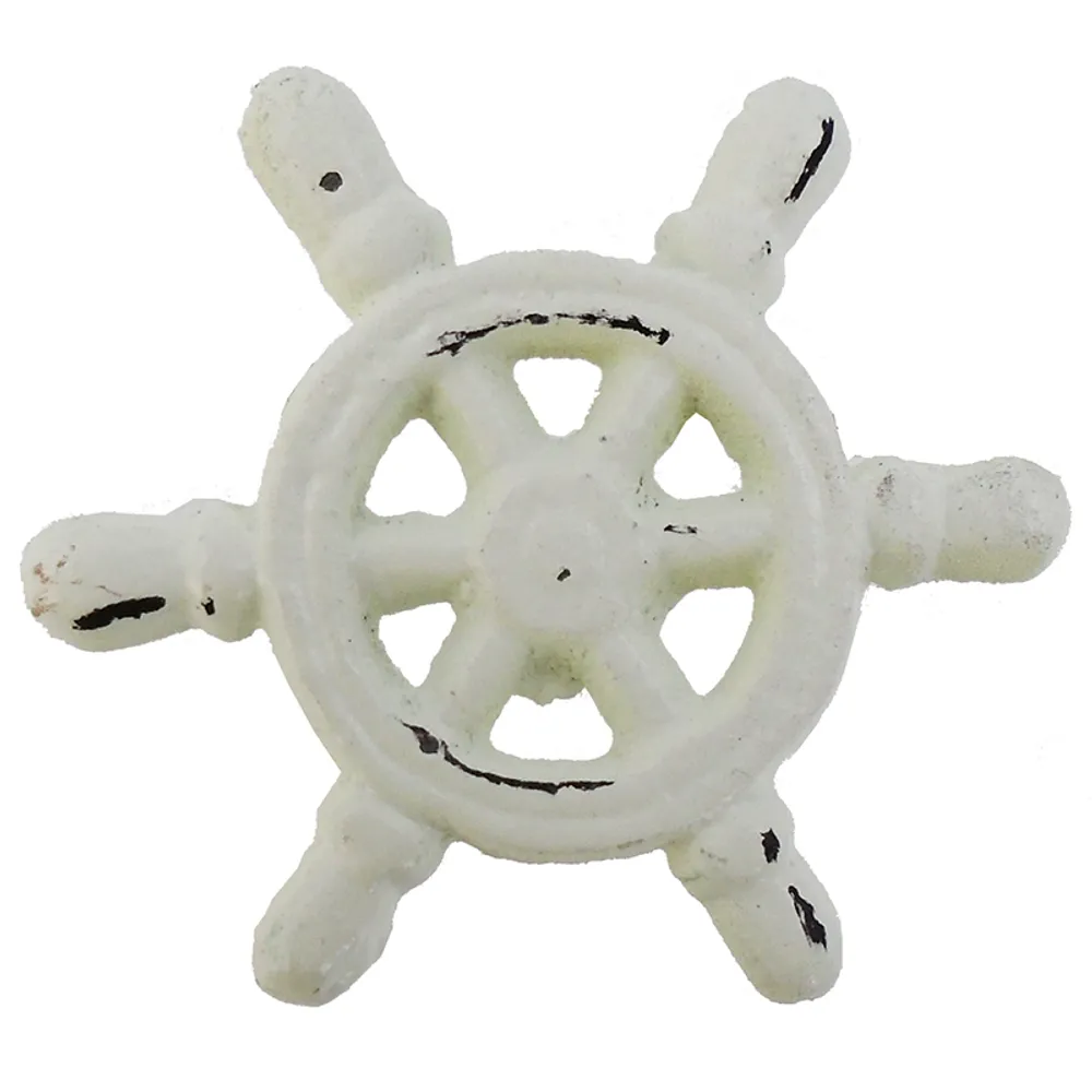 2-3/4" C/I SHIPS WHEEL DRAWER PULL/WHITE