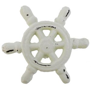 2-3/4" C/I SHIPS WHEEL DRAWER PULL/WHITE 1