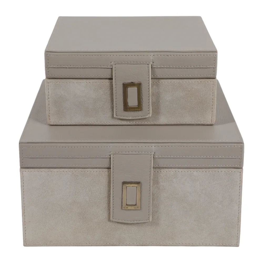 BENTONBEACH SET OF 2 IVORY BOXES 5 (IN)