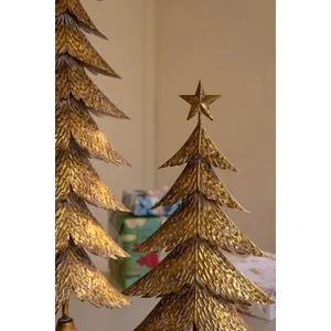 Set of 2 Antique Gold Christmas Trees 2