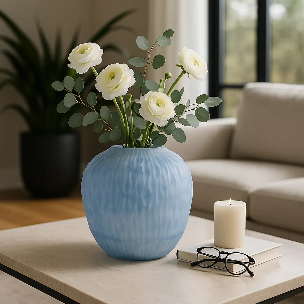 KIRBYWAY BLUE GLASS VASE 11 (IN)