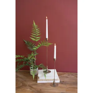 Set of 2 Tall Antique Brass Taper Candle Holders 1