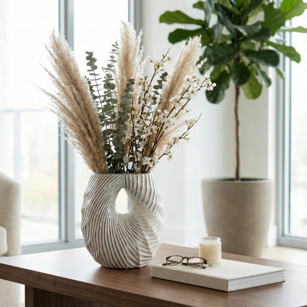 HAYWOODWAY WHITE VASE 12 (IN)