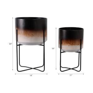 NICOLEHAM SET OF 2 BROWN PLANTER 23 (IN) 9