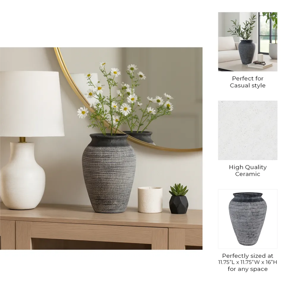 CARLINLAKE BLACK VASE 16 (IN)