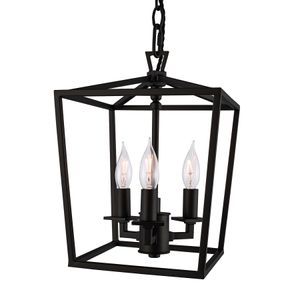 Cage 10.25'' Wide 3-Light Mini Pendant - Matte Black 1