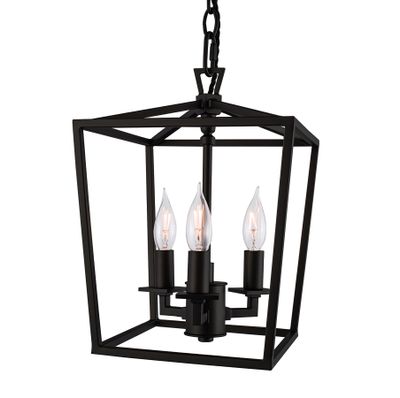 Cage 10.25″ Wide 3-Light Mini Pendant - Matte Black