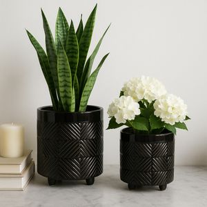 EMMETLAKE SET OF 2 BLACK PLANTER 8 (IN) 11