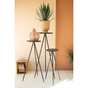 Set of 3 Tall Painted Metal Display Stands 1