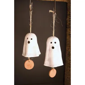 Set of 2 Clay Hanging Ghost Chimes 1