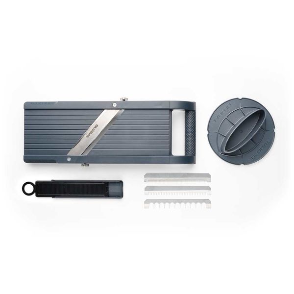 GLOBAL Vegetable Slicer, Extra Large, w/Plastic Blade Case (3 serration blades)