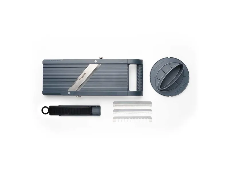 GLOBAL Vegetable Slicer, Extra Large, w/Plastic Blade Case (3 serration blades) 1