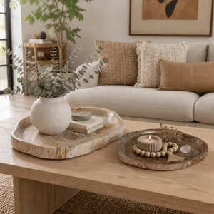 GLENSTONE SET OF 2 BROWN TRAY 2 (IN) 9
