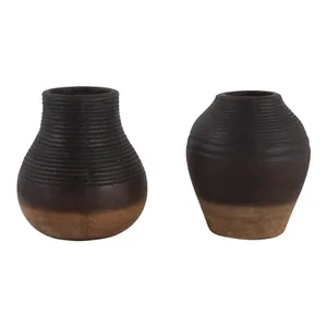 DRAPERFIELD SET OF 2 BROWN VASES 6 (IN) 5