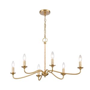 Abaca 32'' Wide 6-Light Chandelier - Brushed Gold 7