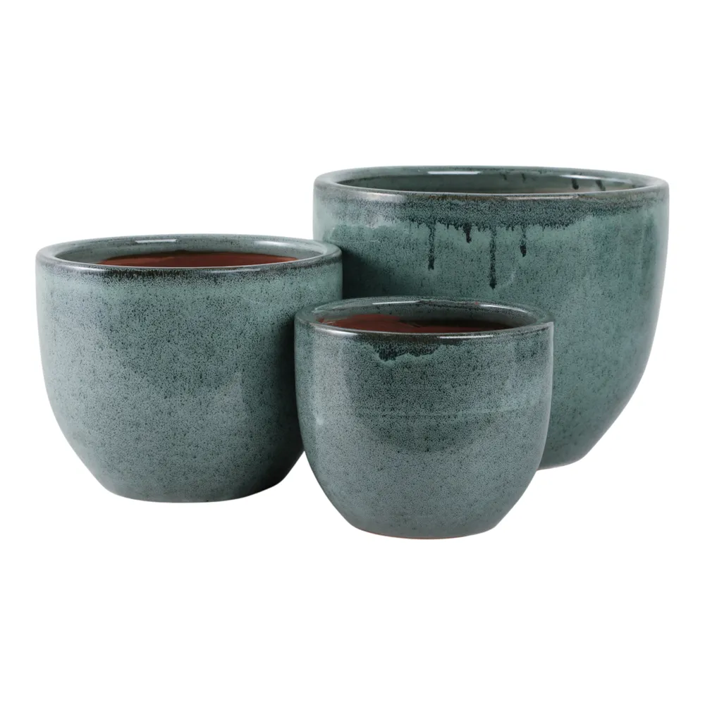 BOWENWELL SET OF 3 BLUE PLANTER 9 (IN)