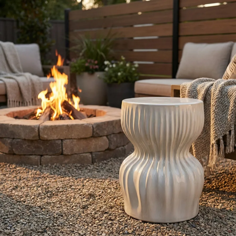 LEONAMILL WHITE GARDEN STOOL 19 (IN)