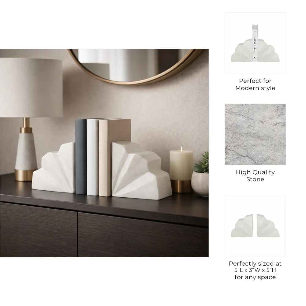 HENSONHOLM SET OF 2 WHITE BOOKENDS 6 (IN)