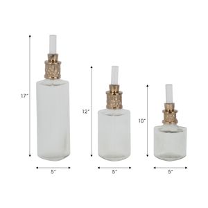 HOUSTONCROSS SET OF 3 GOLD GLASS VASES 17 (IN) 9