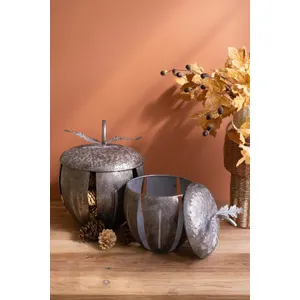 Set of 2 Rustic Metal Acorn Containers 2