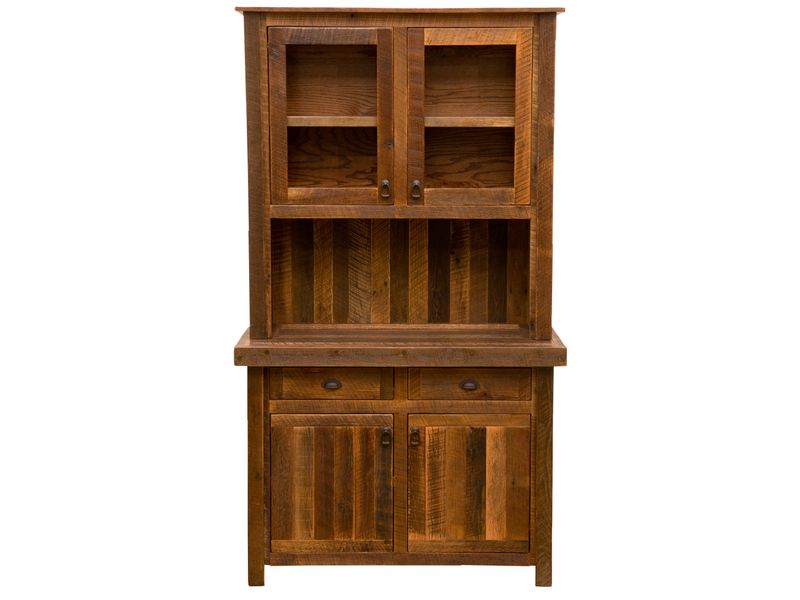 Barnwood 48-inch Buffet & Hutch - Antique Oak Top 4
