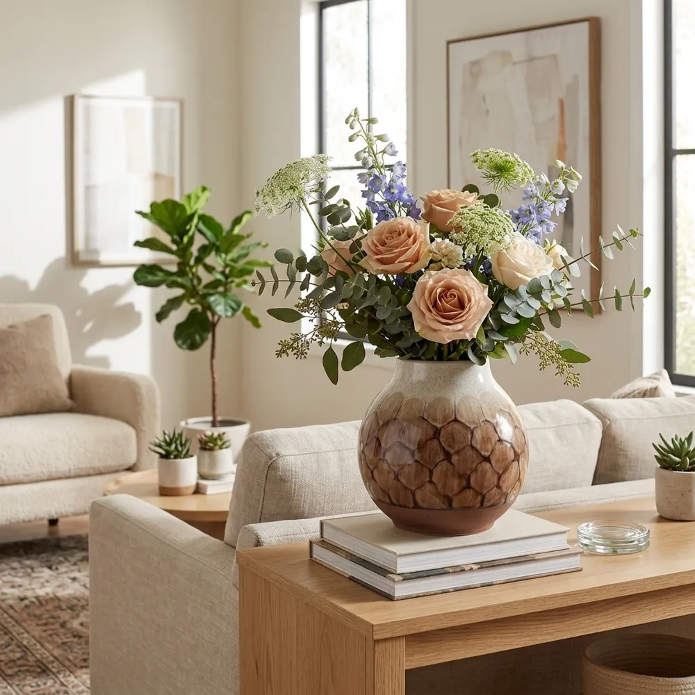HANKBROOK BROWN VASE 8 (IN)