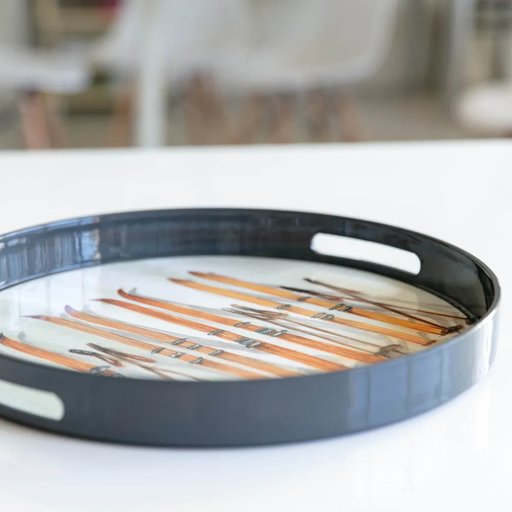 Mont Blanc Round Lacquer Serving Tray