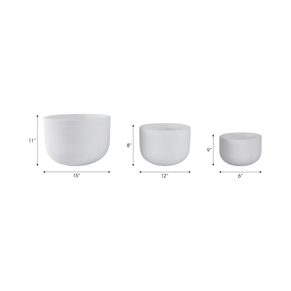 KIRA SET OF 3 WHITE PLANTER 11 (IN)