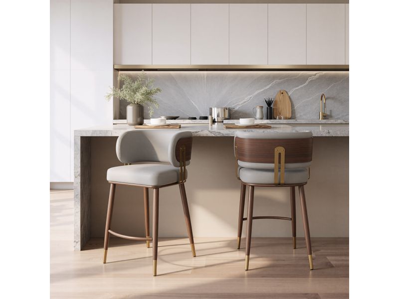Brew Counter Stool Beige & Walnut 2