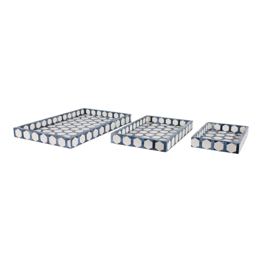 RHEAFORD SET OF 3 BLUE TRAY 2 (IN)