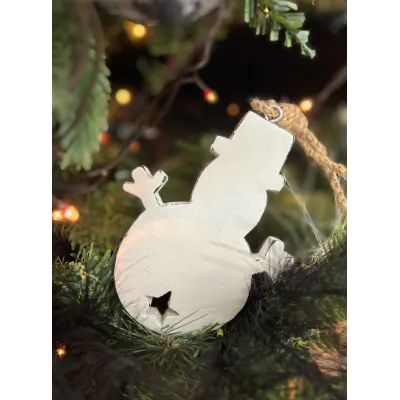 Wooden Snowman Ornament 3.5x4.5in