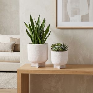 ELDONBROOK SET OF 2 WHITE PLANTER 8 (IN) 2