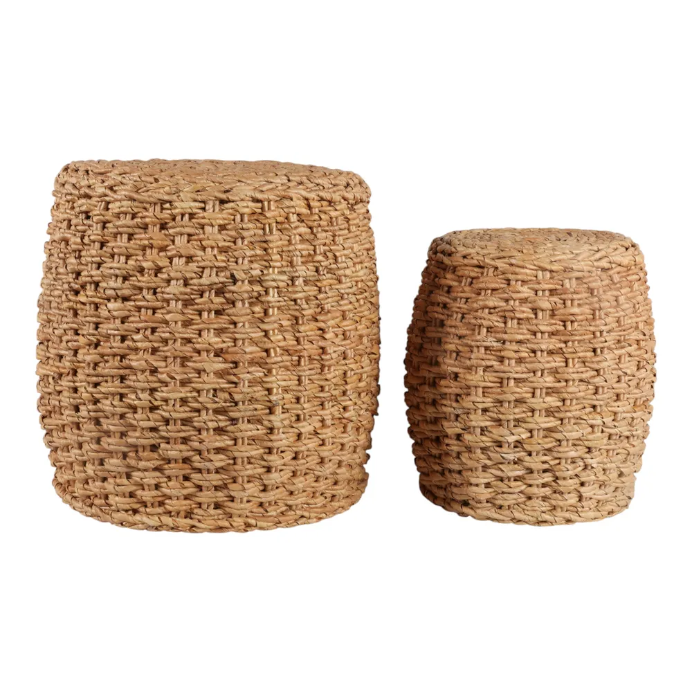 ZANEWELL SET OF 2 TAN OTTOMANS 17 (IN)