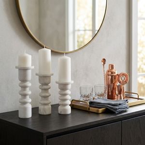 STONERIDGE SET OF 3 WHITE CANDLESTICK 12 (IN) 2