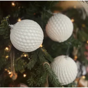 White Sparkle 3in Ornament Set 3 1