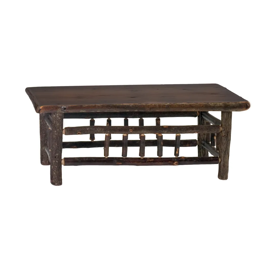 Hickory Log Square Coffee Table - 42-inch - Slate