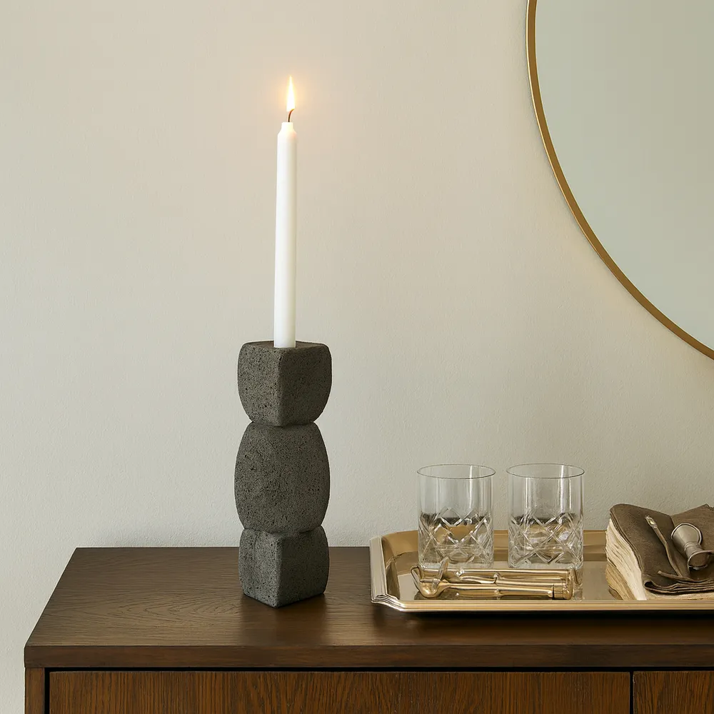 ENNISVALE BLACK CANDLE HOLDER 9 (IN)
