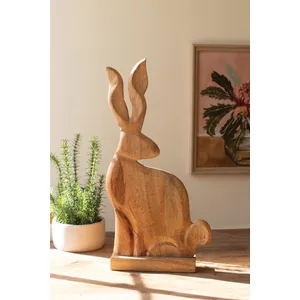 Tall Carved Wood Rabbit on a Base 2