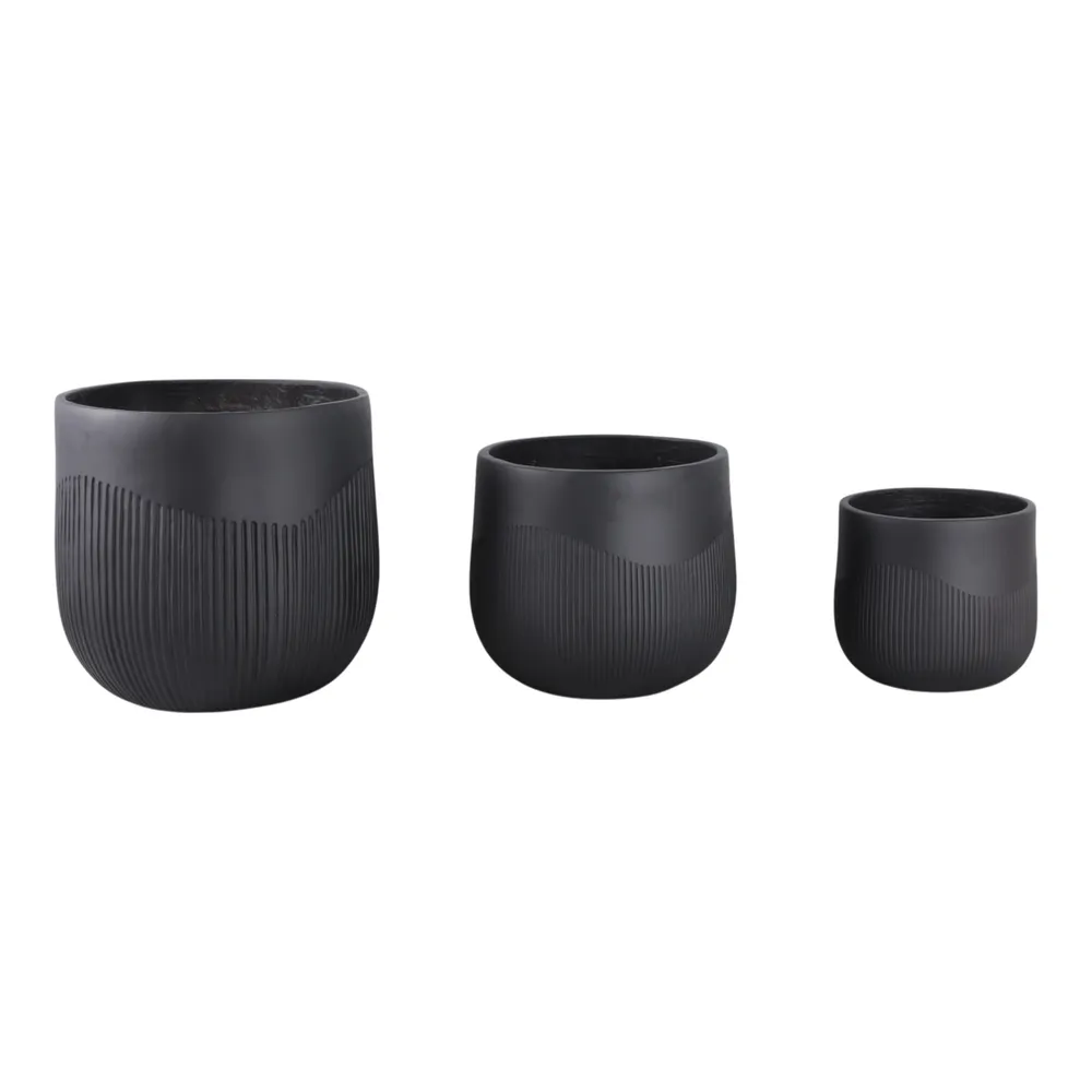 TODDCLIFF SET OF 3 BLACK PLANTER 16 (IN)