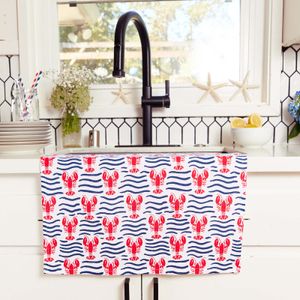 Lobster Waves Cotton Kitchen Towels (Set of 3) 10