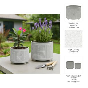 HARPERGATE SET OF 2 GRAY PLANTER 11 (IN) 8