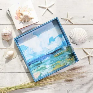 Saltwaters Edge Square Lacquer Serving Tray 3