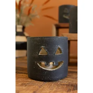 Short Black Clay Jack-O-Lantern 2