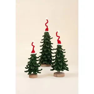 Set of 3 Pipe Cleaner Christmas Trees with Hats 3