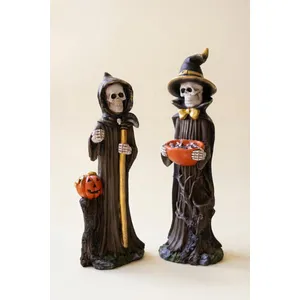 Set of 2 Painted Resin Halloween Grim Reapers 4
