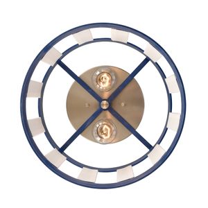 White Burlap 14'' Wide 2-Light Semi Flush Mount - Ocean Blue 4